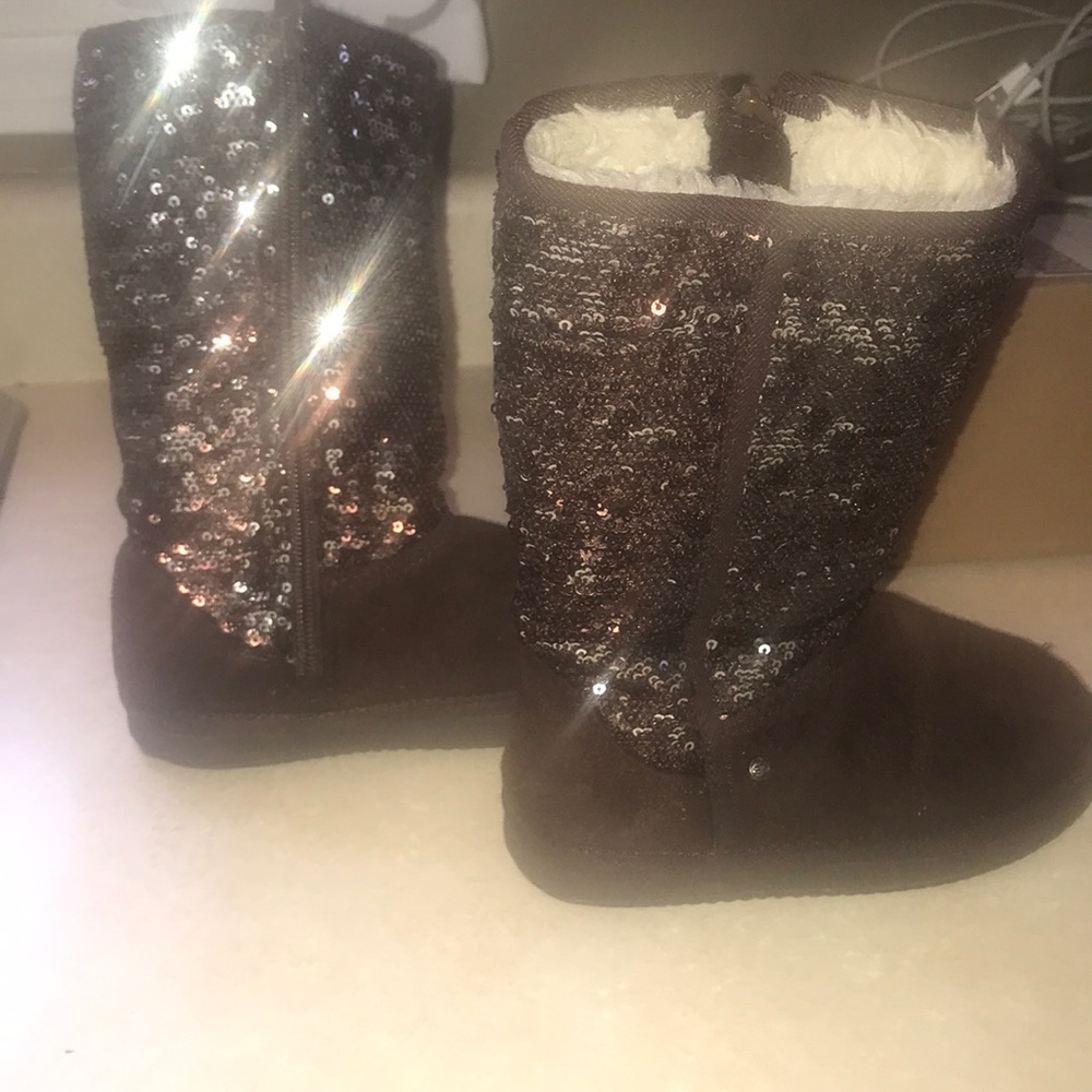 Stride rite sparkly brown and silver girls boots